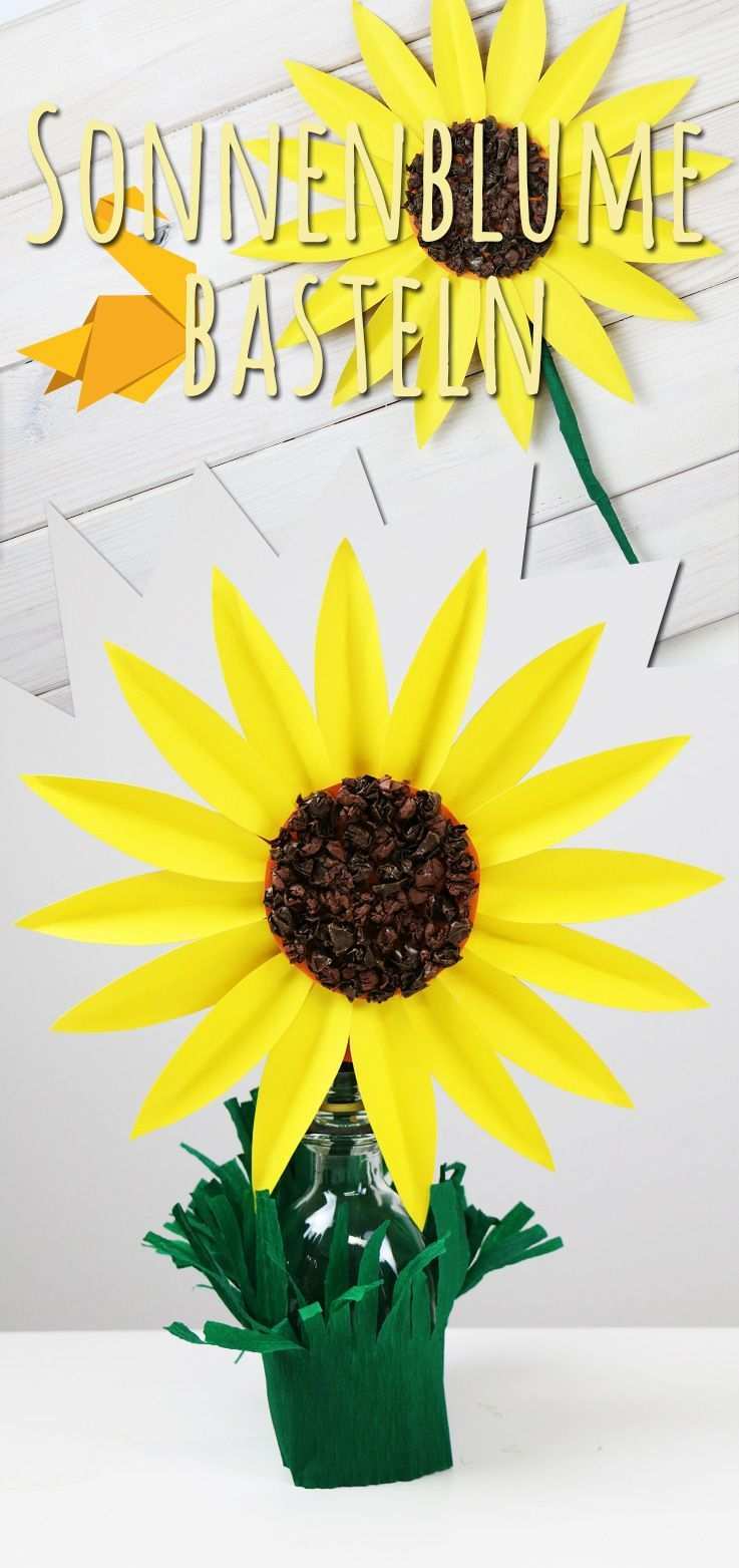 Sonnenblume Basteln Aus Papier Vorlage Zum Ausdrucken In 2020 Sonnenblume Basteln Basteln Mit Papier Sonnenblumen