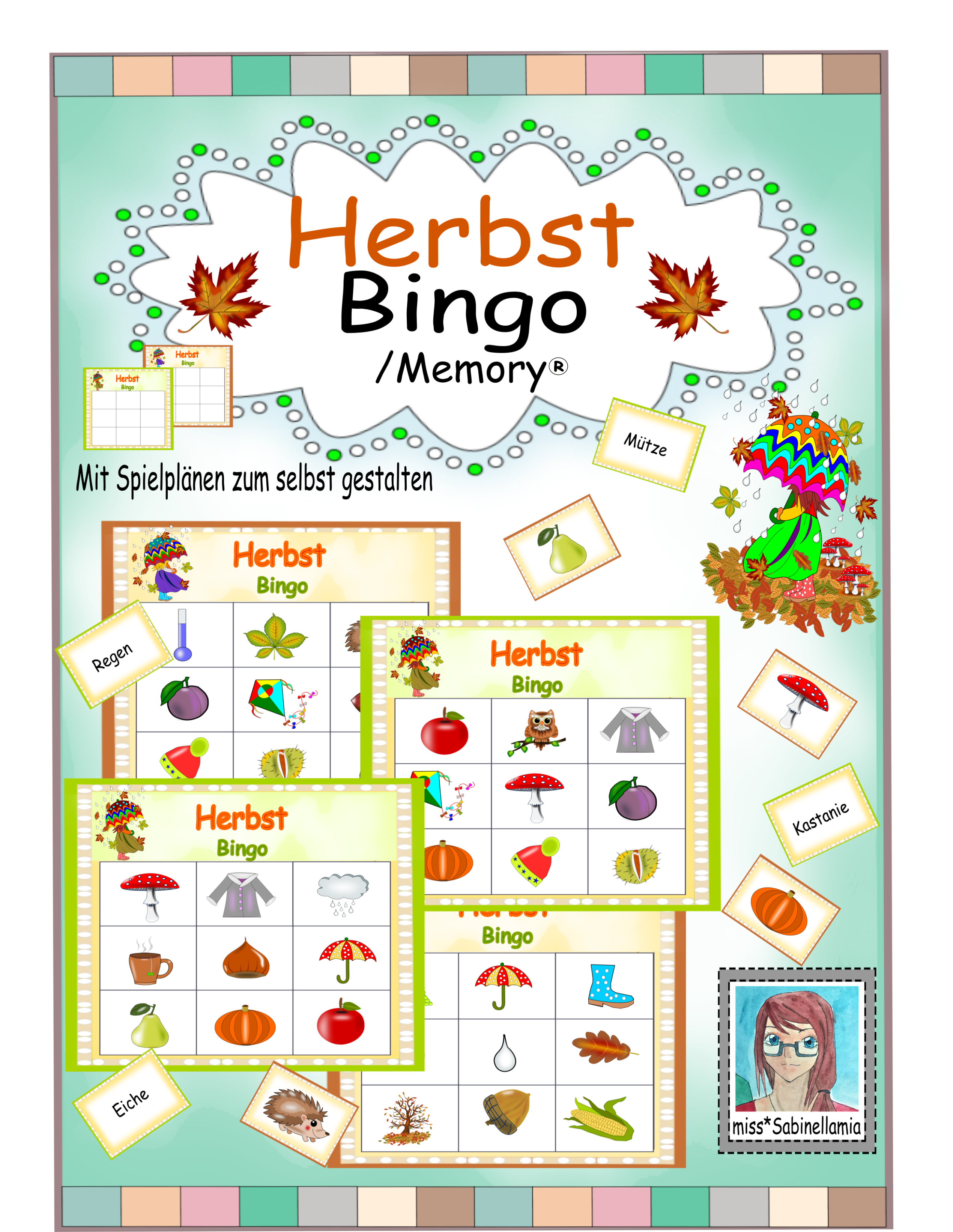 Herbst Bingo Memory Bingo Kostenlose Grafiken Spielkarten