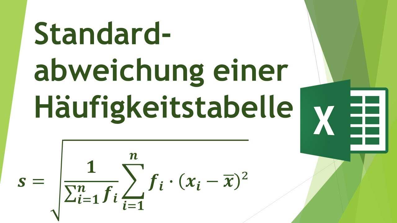Standardabweichung Einer Haufigkeitstabelle In Excel Berechnen Daten Analysieren In Excel 10 Youtube