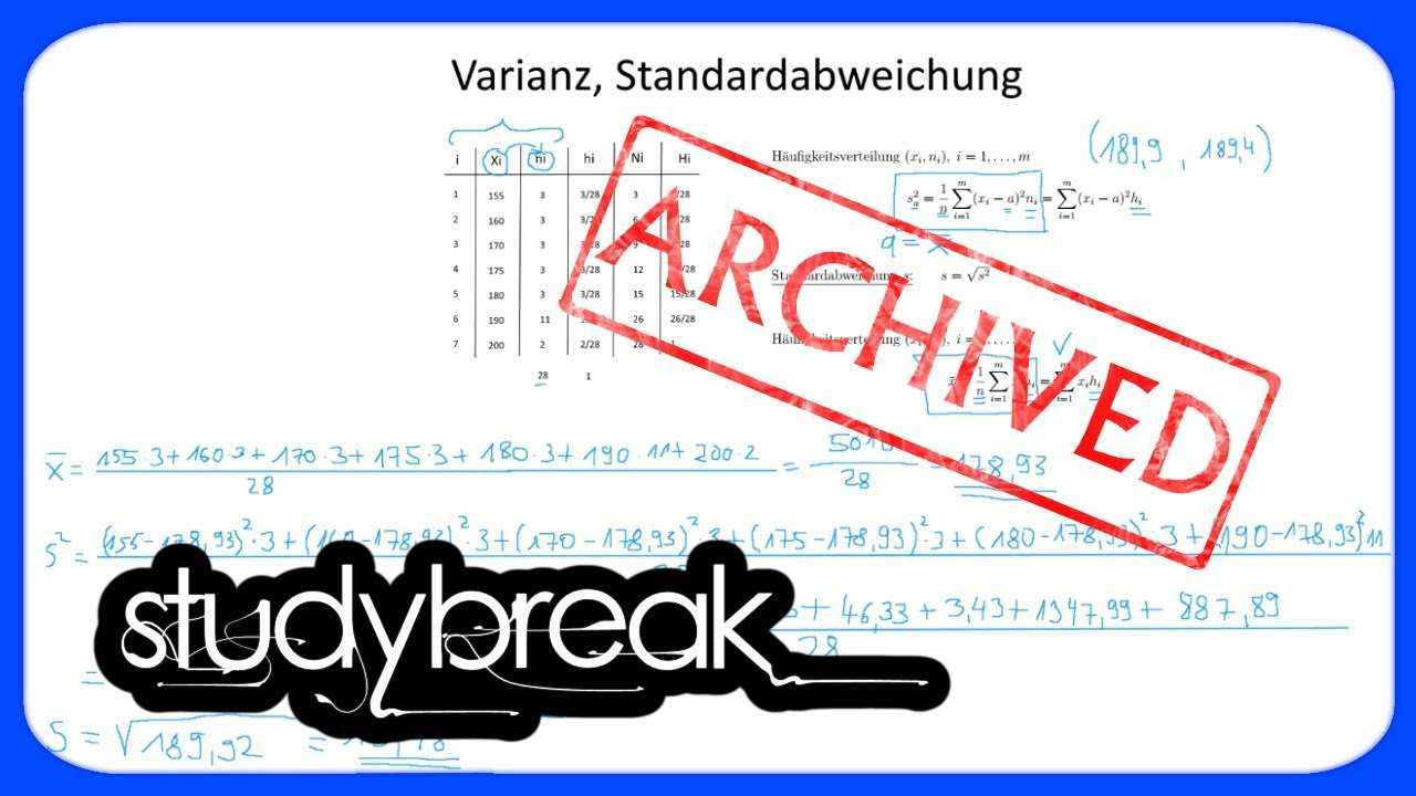 Archiviert Varianz Standardabweichung Formel Deskriptive Statistik Youtube