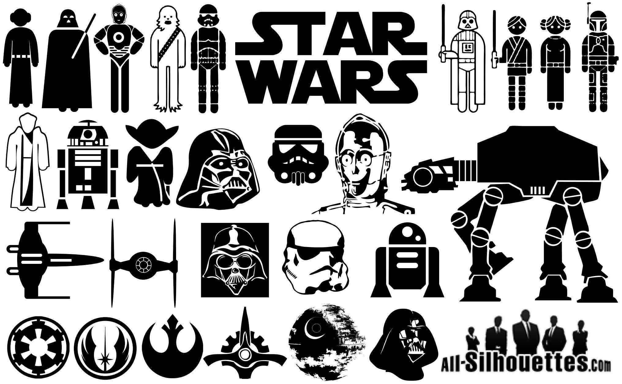 Http Www Freelogovectors Net Wp Content Uploads 2013 12 Star Wars Symbol Silhouettes Jpg Star Wars Silhouette Star Wars Symbols Star Wars Stencil