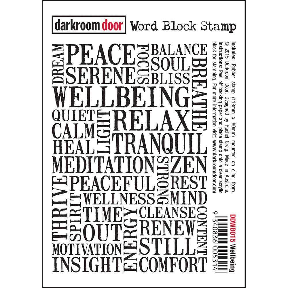 Word Block Stamp Wellbeing Darkroom Door Word Block Darkroom Door Stamps Stamp
