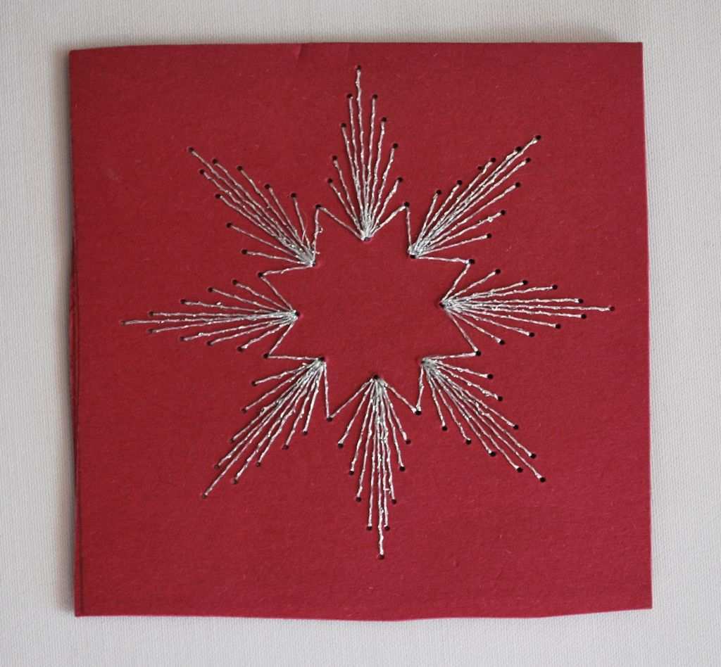 Weihnachtskarte Gestickter Stern Papierstickerei Fadengrafik Weihnachten Fadengrafik Weihnachten Anleitung