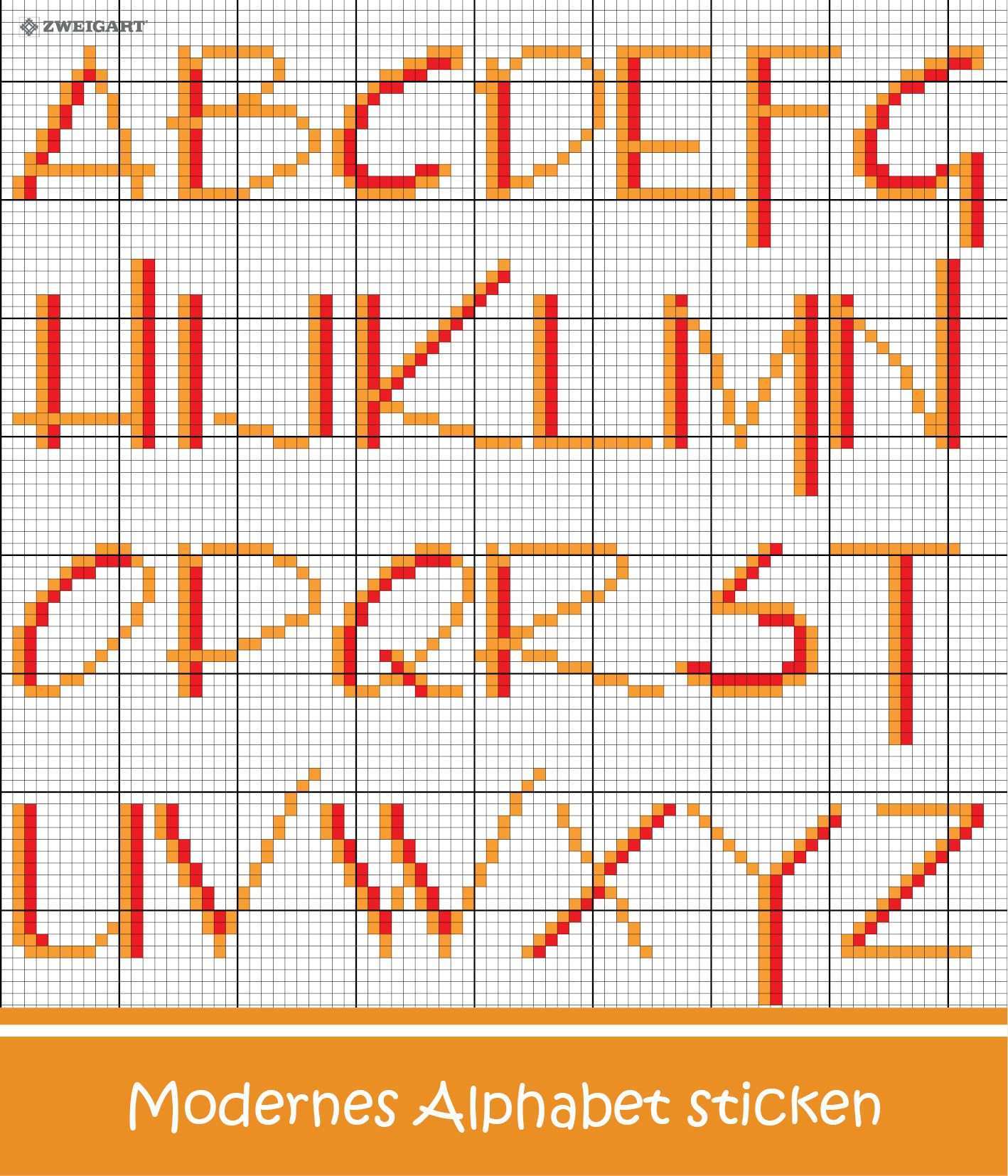 Modernes Alphabet Sticken Entdecke Zahlreiche Kostenlose Charts Zum Sticken Alphabet Sticken Buchstaben Sticken Sticken