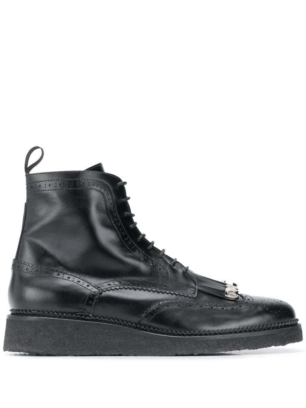 Toga Virilis Toga Virilis Stiefel Mit Budapestermuster Schwarz Togavirilis Shoes Boots Leather Brogues Black Boots