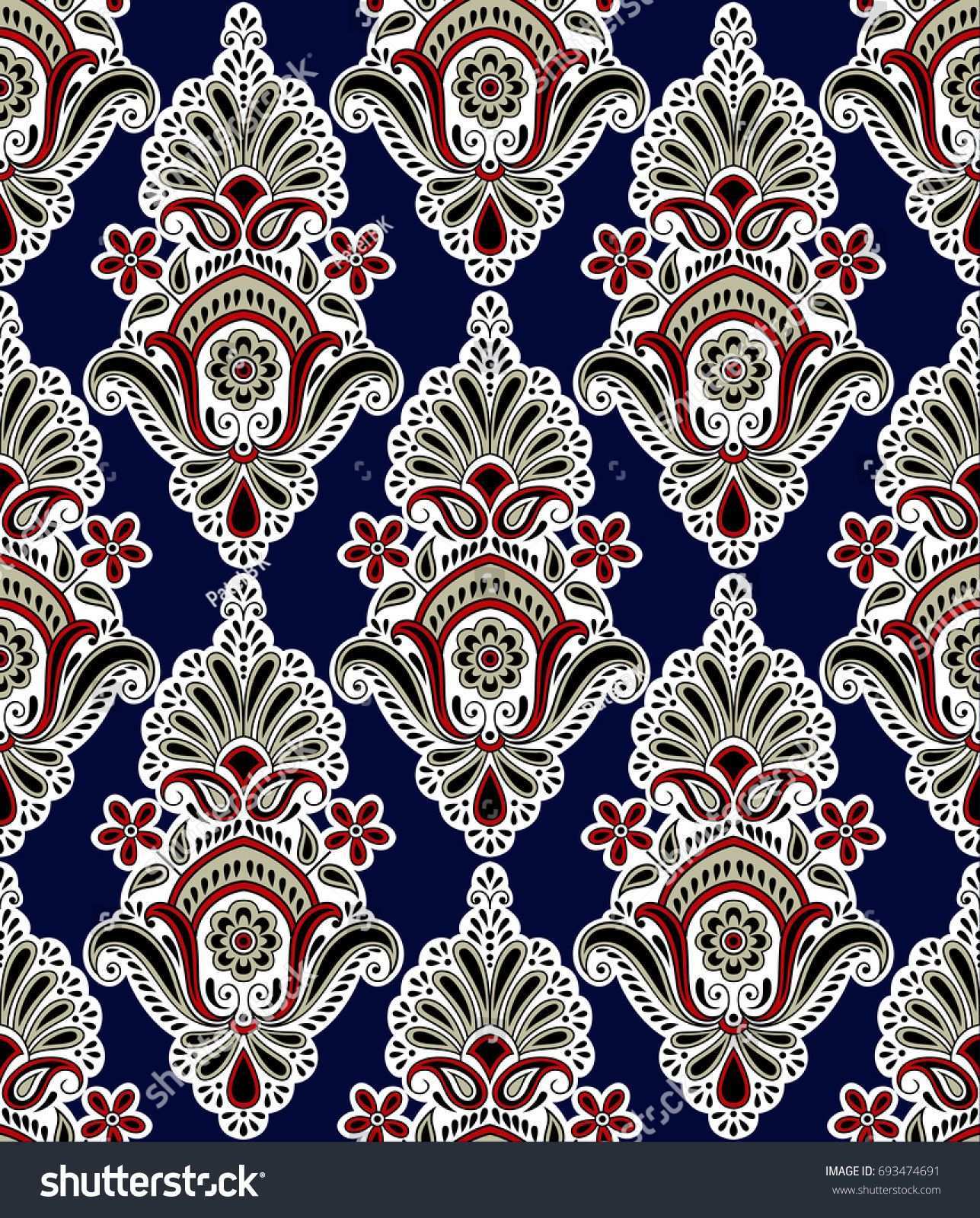 Traditional Indian Paisley Pattern Stoff Bedrucken Paisleymuster Blumen Skizzen