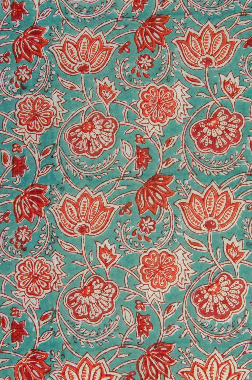 Stoff Blumen Blutenranken In Orange Weiss Blockprint Indien Ein Designerstuck Von Garnfaktur Bei Dawanda Stoffe Zum Nahen Stoff Muster