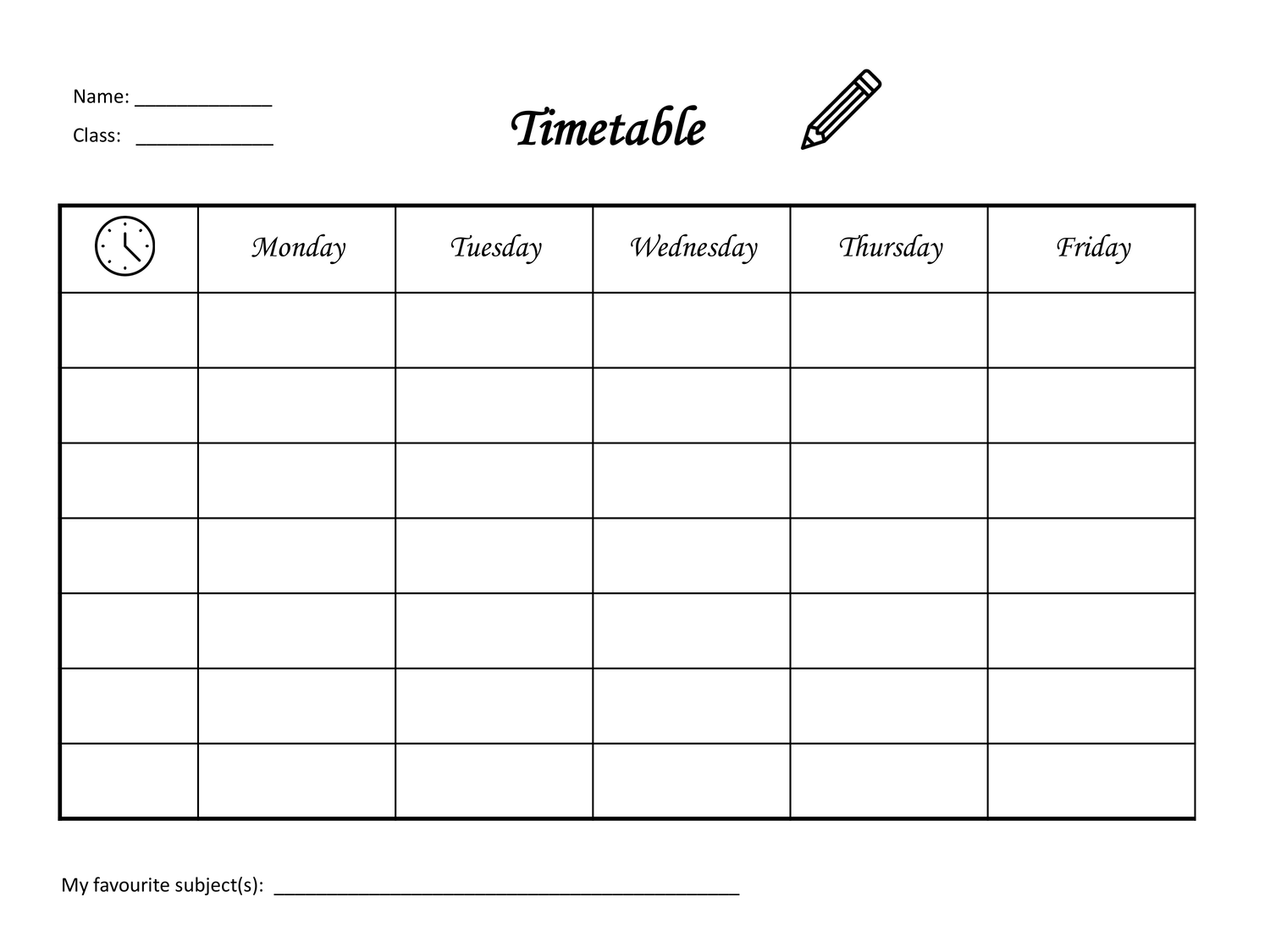 Timetable Stundenplan Englisch Unterrichtsmaterial In Den Fachern Englisch Fachubergreifendes Stundenplan Englischunterricht Unterrichtsmaterial