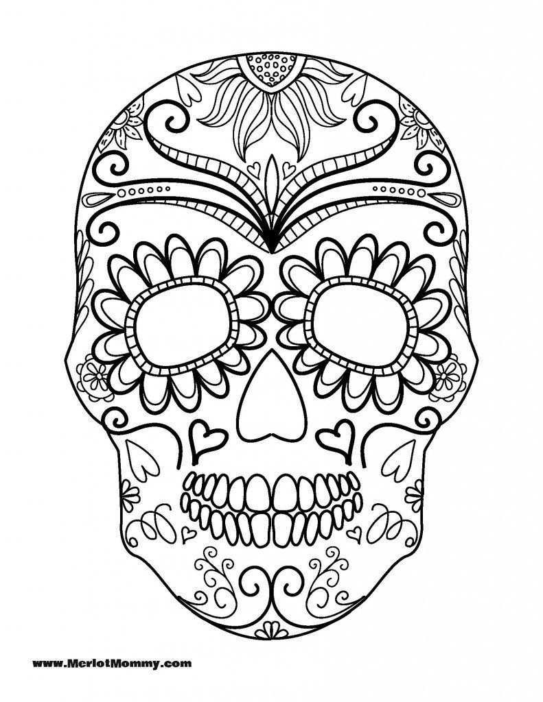 Sugar Skulls Colouring Pages Sugar Skull Coloring Pages Free For Blank Sugar Skull Skull Coloring Pages Halloween Coloring Sheets Free Halloween Coloring Pages