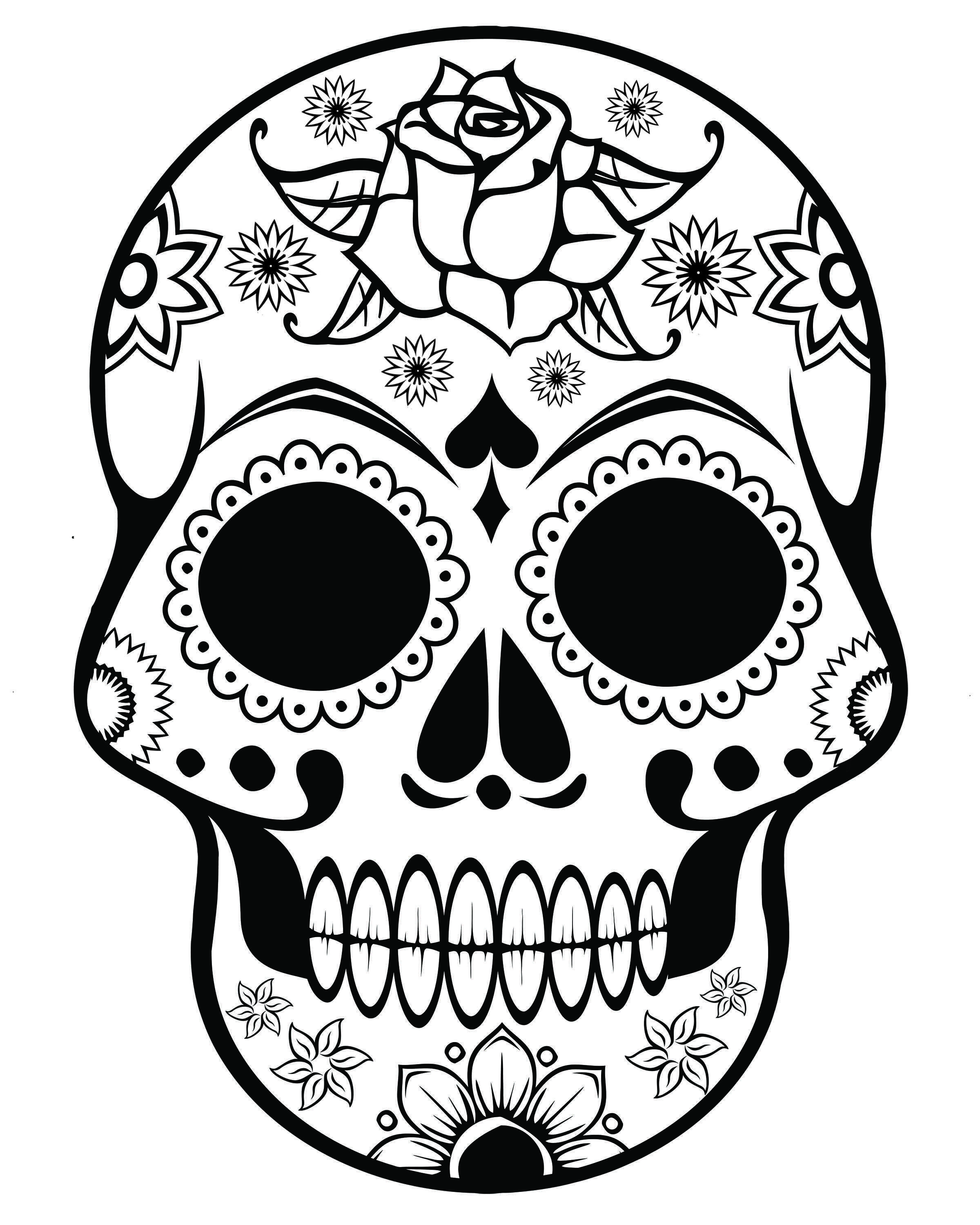 Sugar Skull Coloring Page Skull Coloring Pages Skull Stencil Skull Template