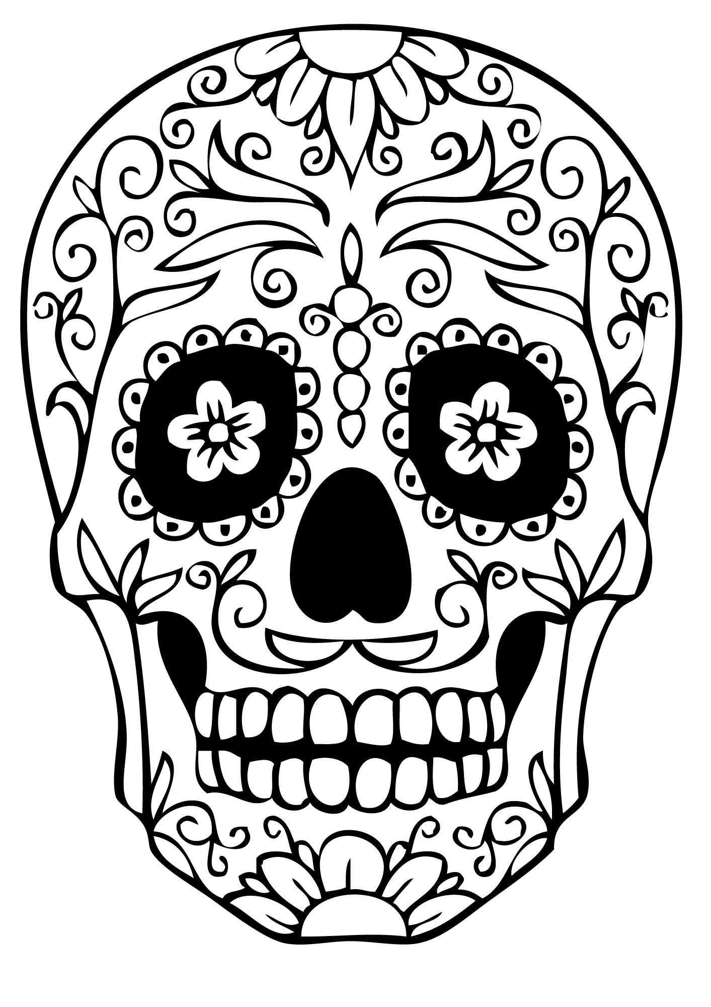 Coloring Pages Sugar Skull Coloring Pages Pics Images Pictures Etc Jpg 1413 2000 Skull Coloring Pages Sugar Skull Drawing Skull Template