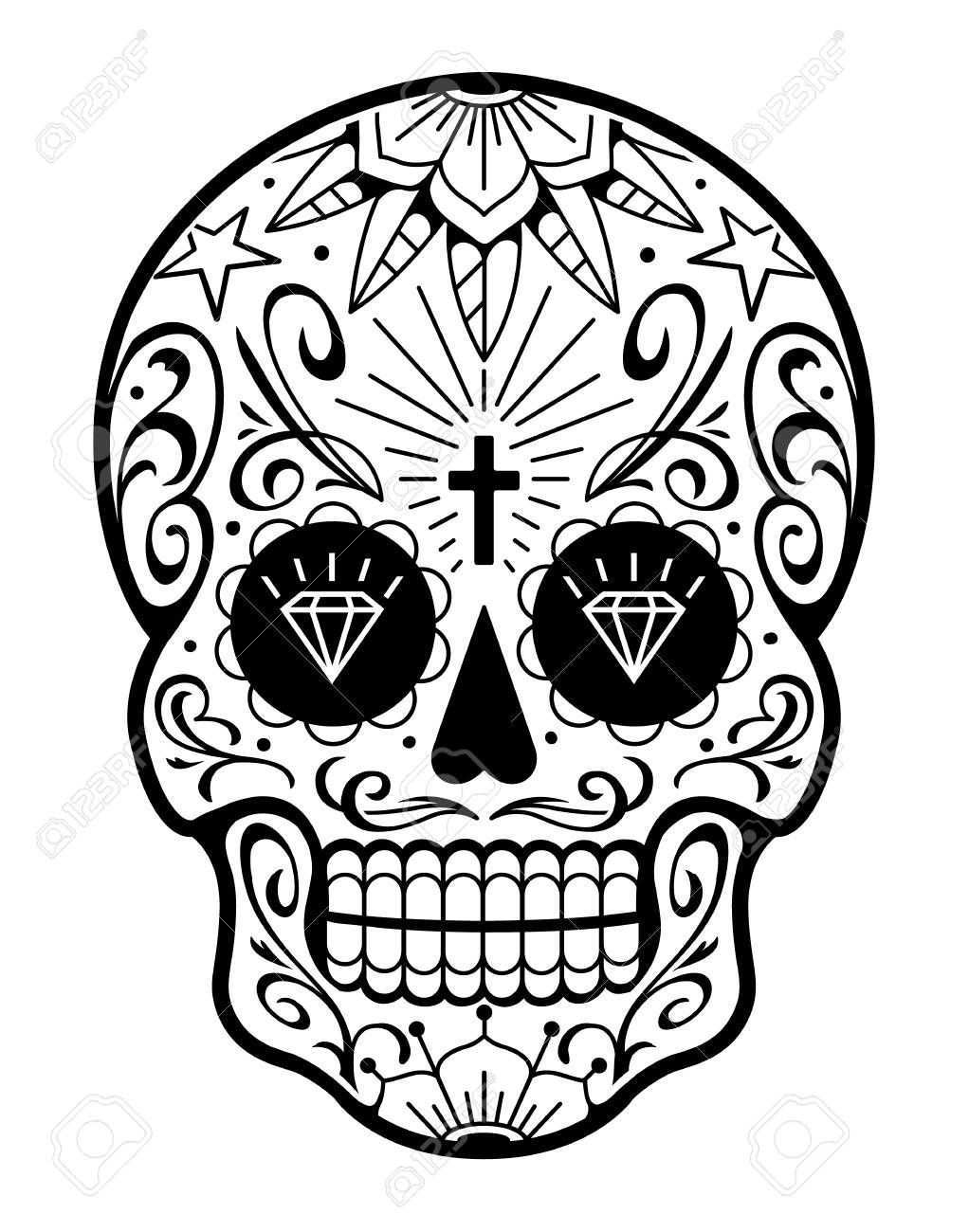 Sugar Skull Template Tomope Zaribanks Co Inside Blank Sugar Skull Template In 2020 Skull Template Old School Tattoo Sugar Skull