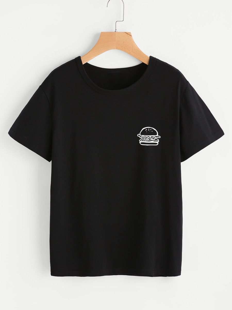 T Shirt Mit Hamburgermuster German Shein Sheinside Shirt Designs Frauen T Shirts Shirts
