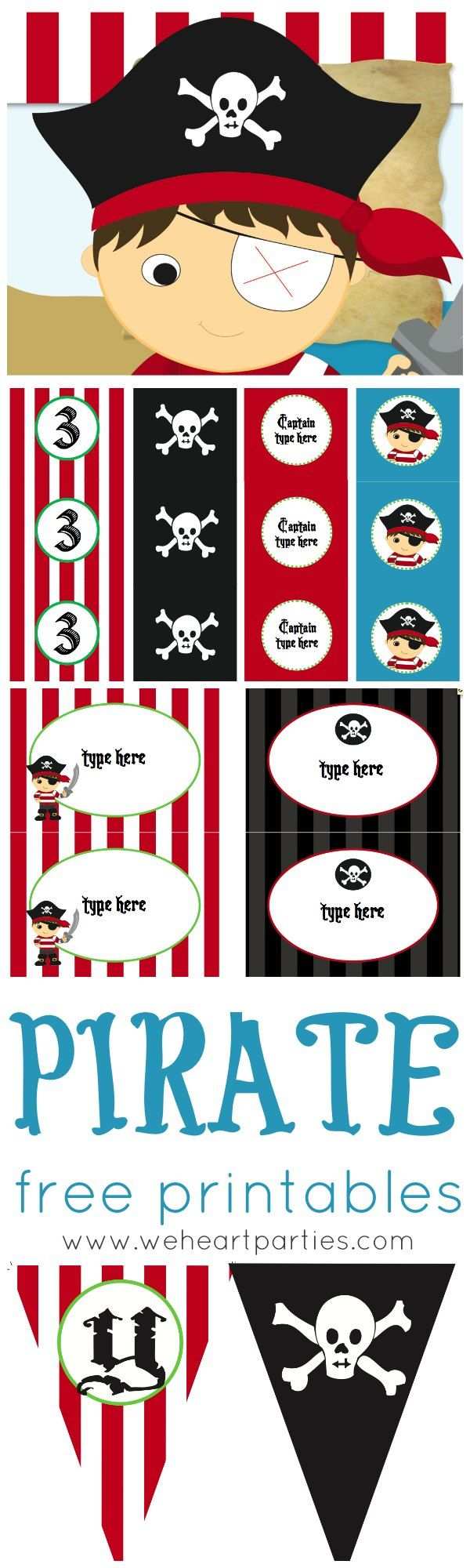 We Heart Parties Free Printables Pirate Party Free Printables Editable Pirate Party Pirate Birthday Party Pirate Theme Party