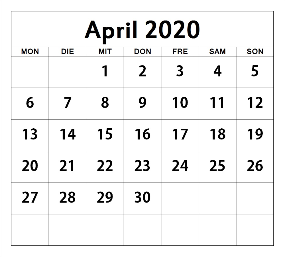 Kalender April 2020 Druckbare Vorlage Befaro Com Kalender Kalender Vorlagen Kalender Zum Ausdrucken