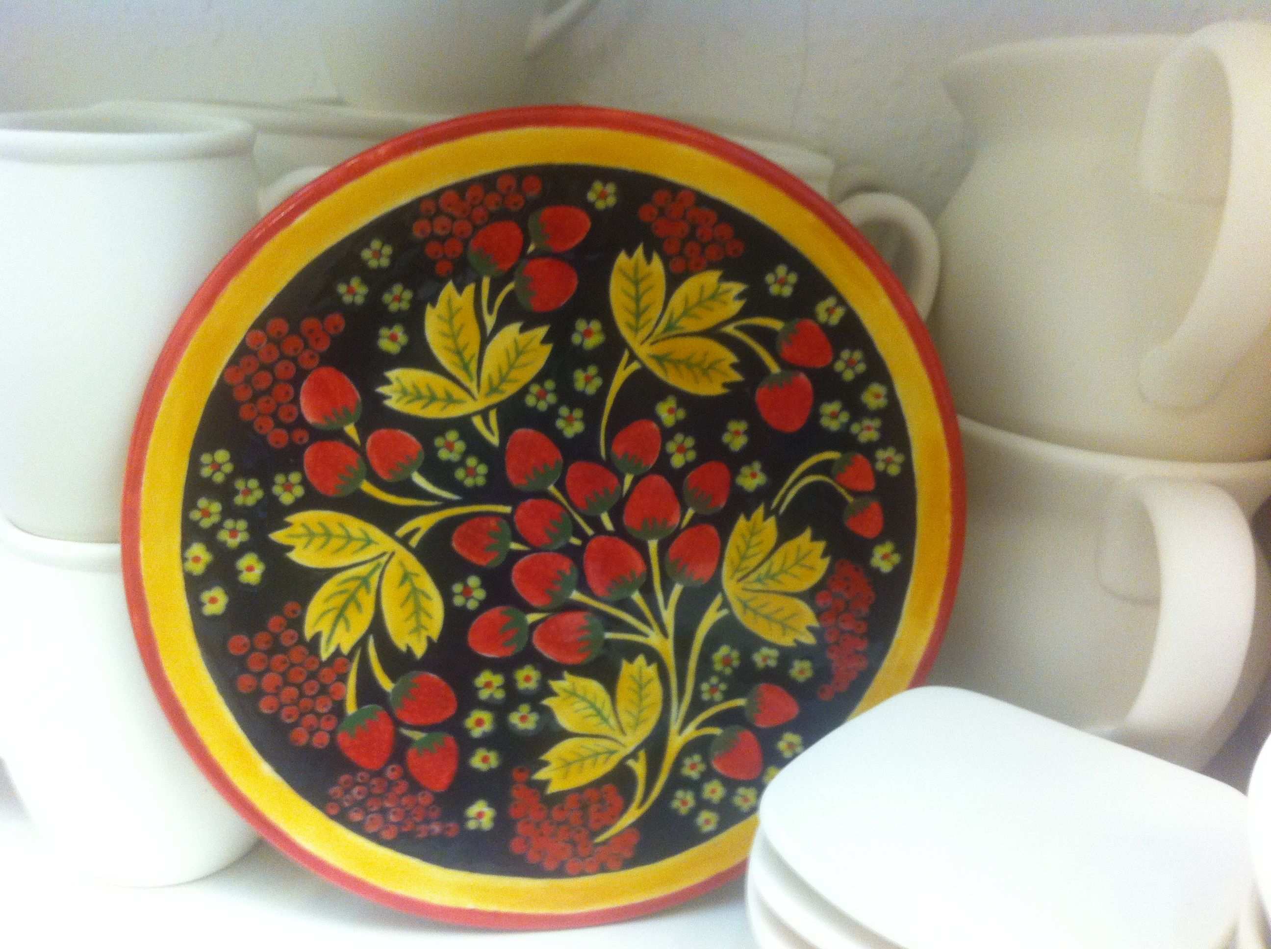 Handbemalter Teller Mit Traditionellem Russischen Muster Handbemalte Teller Kreativ Keramik Bemalen
