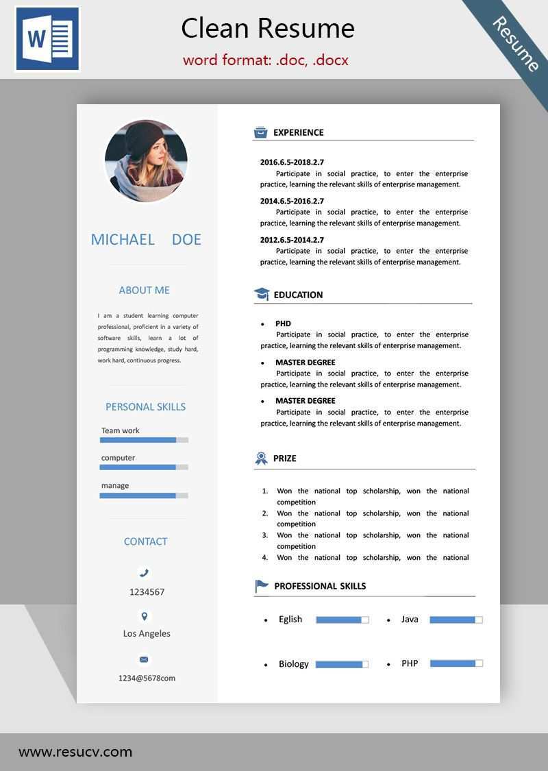 A Simple Clean Resume Template Cv Templates College Student Resume Bank Teller Resume Templates It Pr Clean Resume Template Clean Resume Resume Template Word