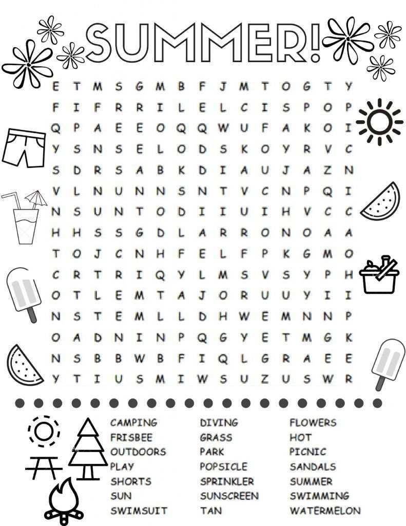 Summer Word Search Puzzles Best Coloring Pages For Kids Summer Words Coloring Pages For Kids Word Search Puzzles