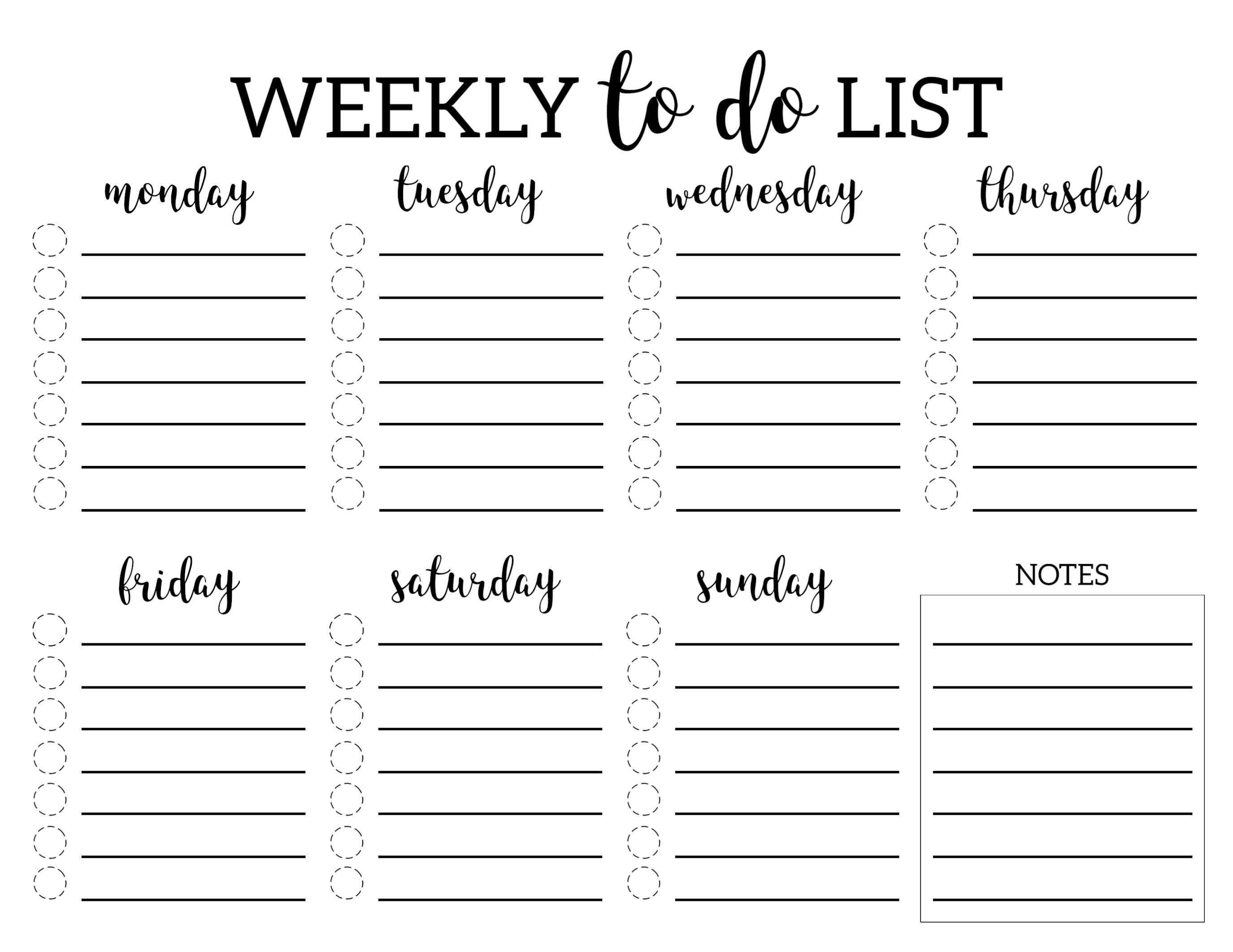 Weekly To Do List 2 Jpg 2750 2125 To Do Liste Vorlage Checklisten Vorlage Wochenplan Zum Ausdrucken