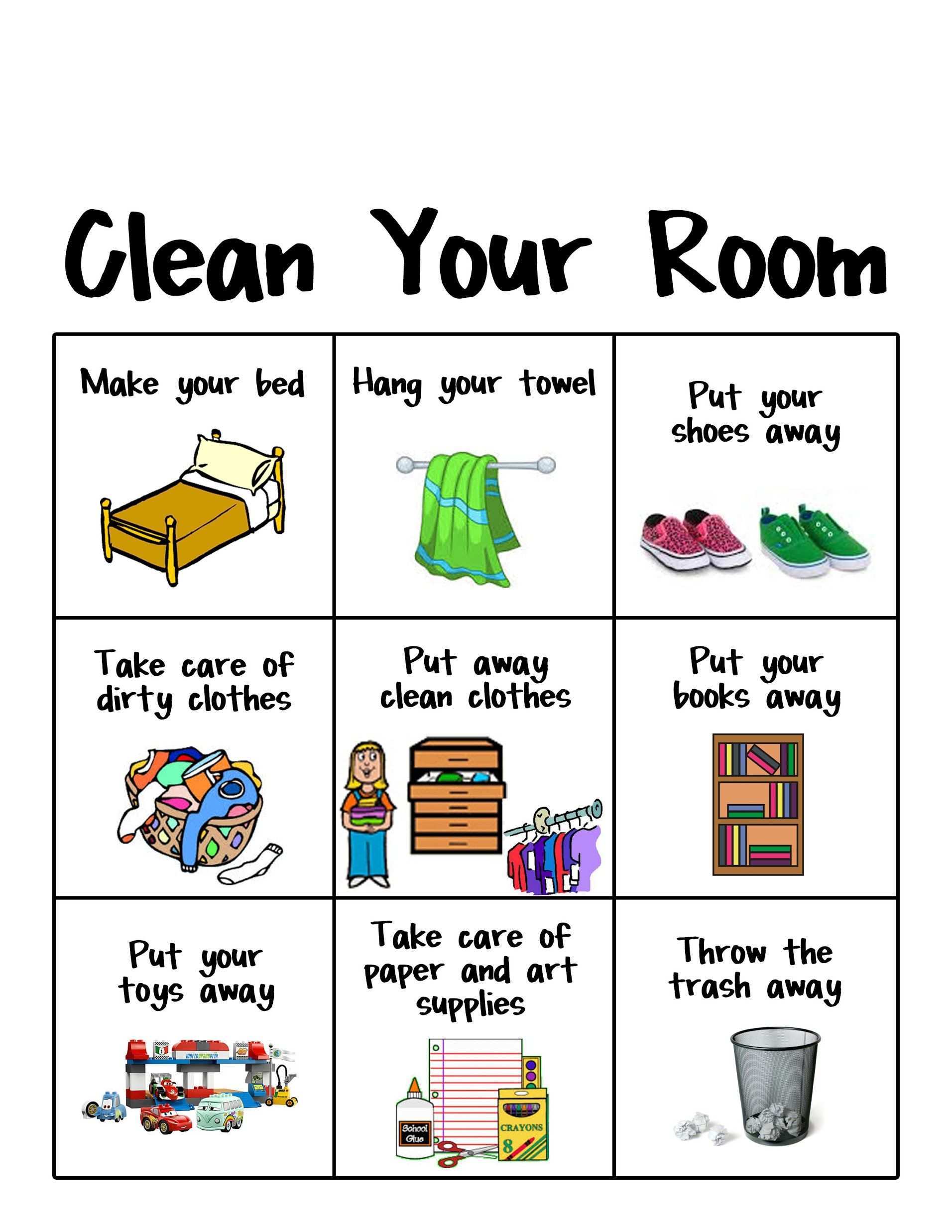 Clean Your Room Chart Jpg Kinder Belehren Kinderpflichten Tagesplane Fur Kinder