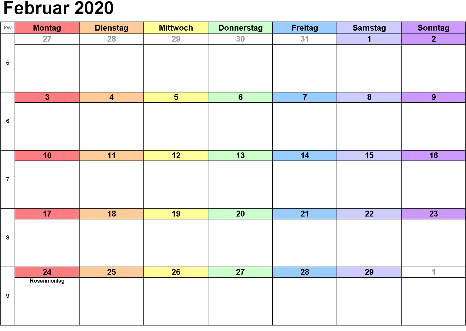 Pin On 2020 Monthly Calendar Template
