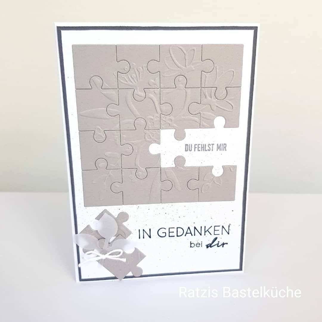 Trauerkarte Stampin Up Puzzleteile Puzzlepieces Ratzisbastelkuche Trauerkarte Puzzleteil Karten Gestalten