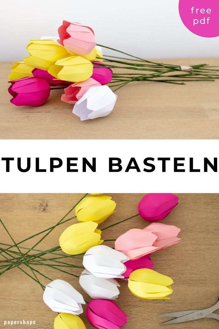 Papier Blumen Basteln Einfache Tulpen Mit Vorlage In 2020 Paper Flowers Craft Paper Flowers Diy How To Make Paper Flowers