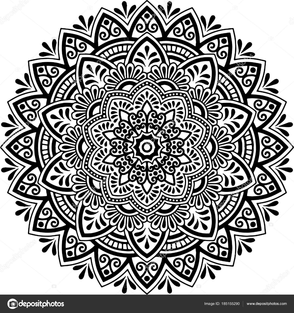 Mandala Muster Schwarz Weiss Stockvektor C Tamsamtam Black And White Sketches Mandala Pattern Black And White