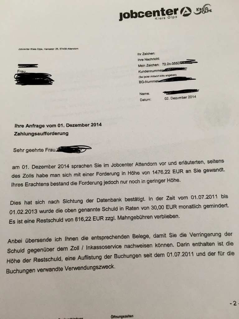 Ungerechtfertigte Forderung Inkasso Service Recklinghausen Erwerbslosenforum Deutschland