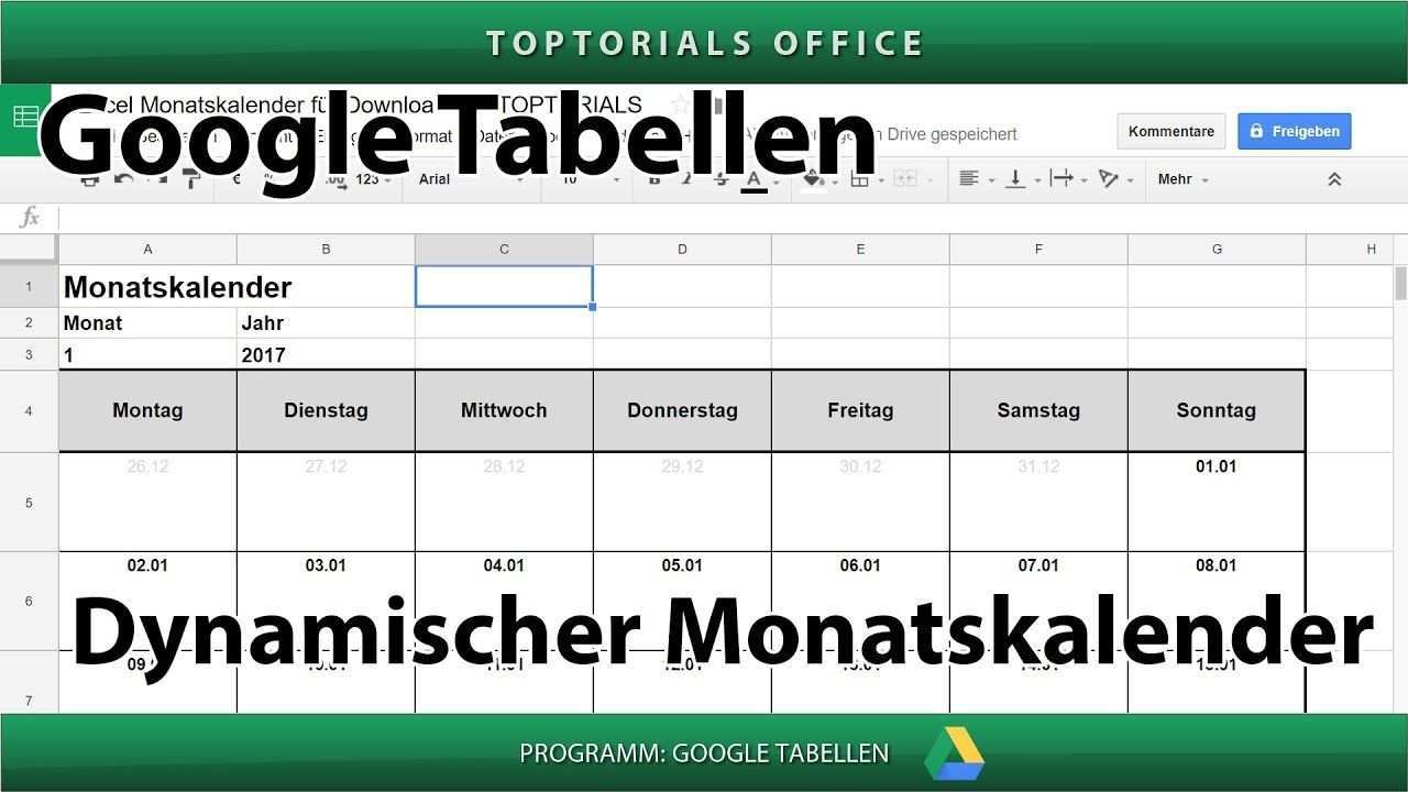 Dynamischen Monatskalender Erstellen Download Google Tabellen Spreads Monatskalender Tabelle Kalender
