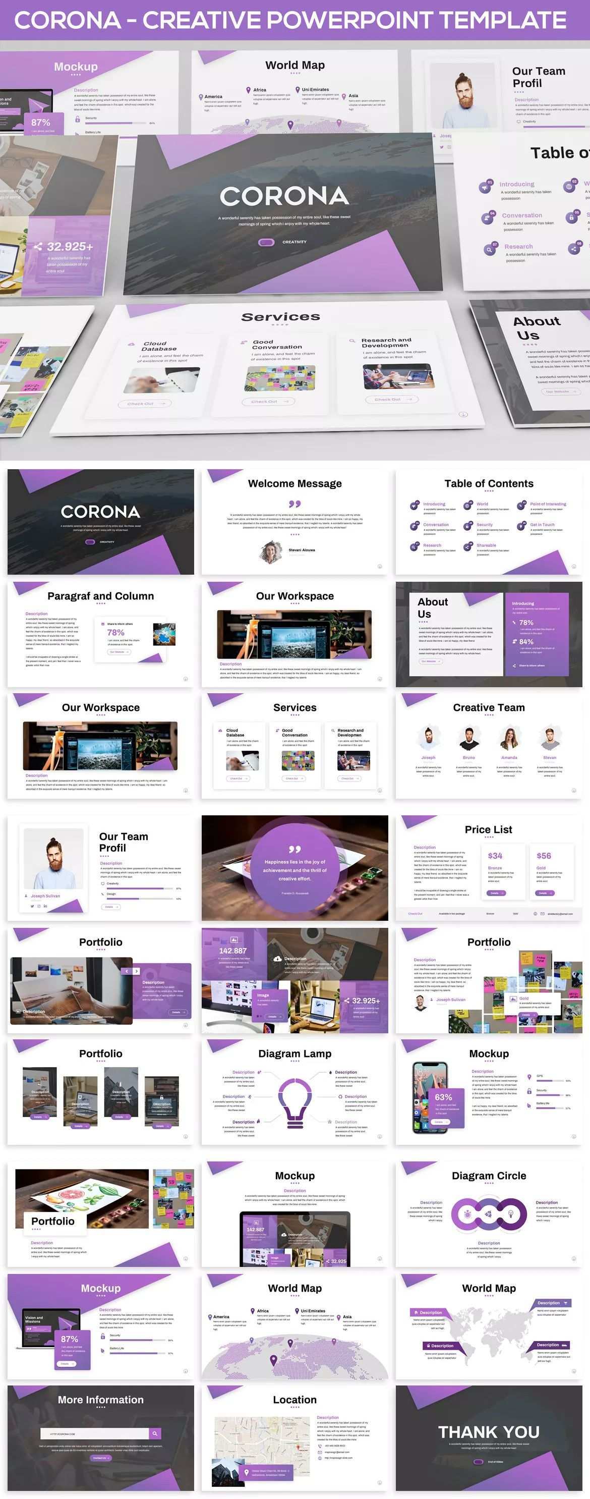 Corona Creative Powerpoint Template Desain Grafis Presentasi Desain