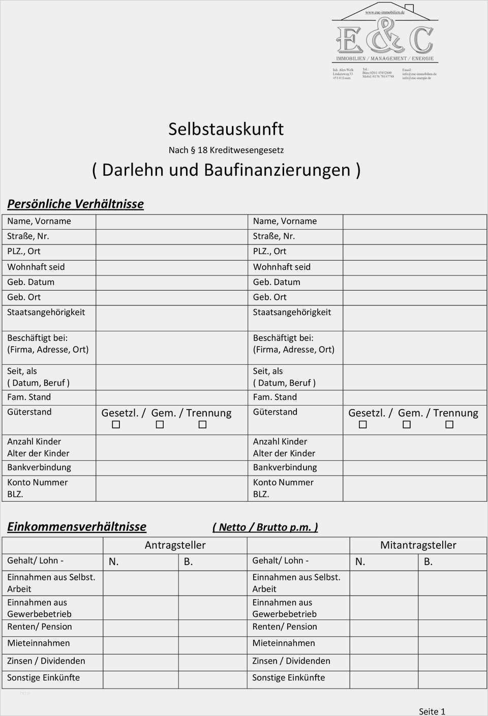 36 Fabelhaft Selbstauskunft Vorlage Bank Modelle Vorlagen Schufa Auskunft Geschaftsplane