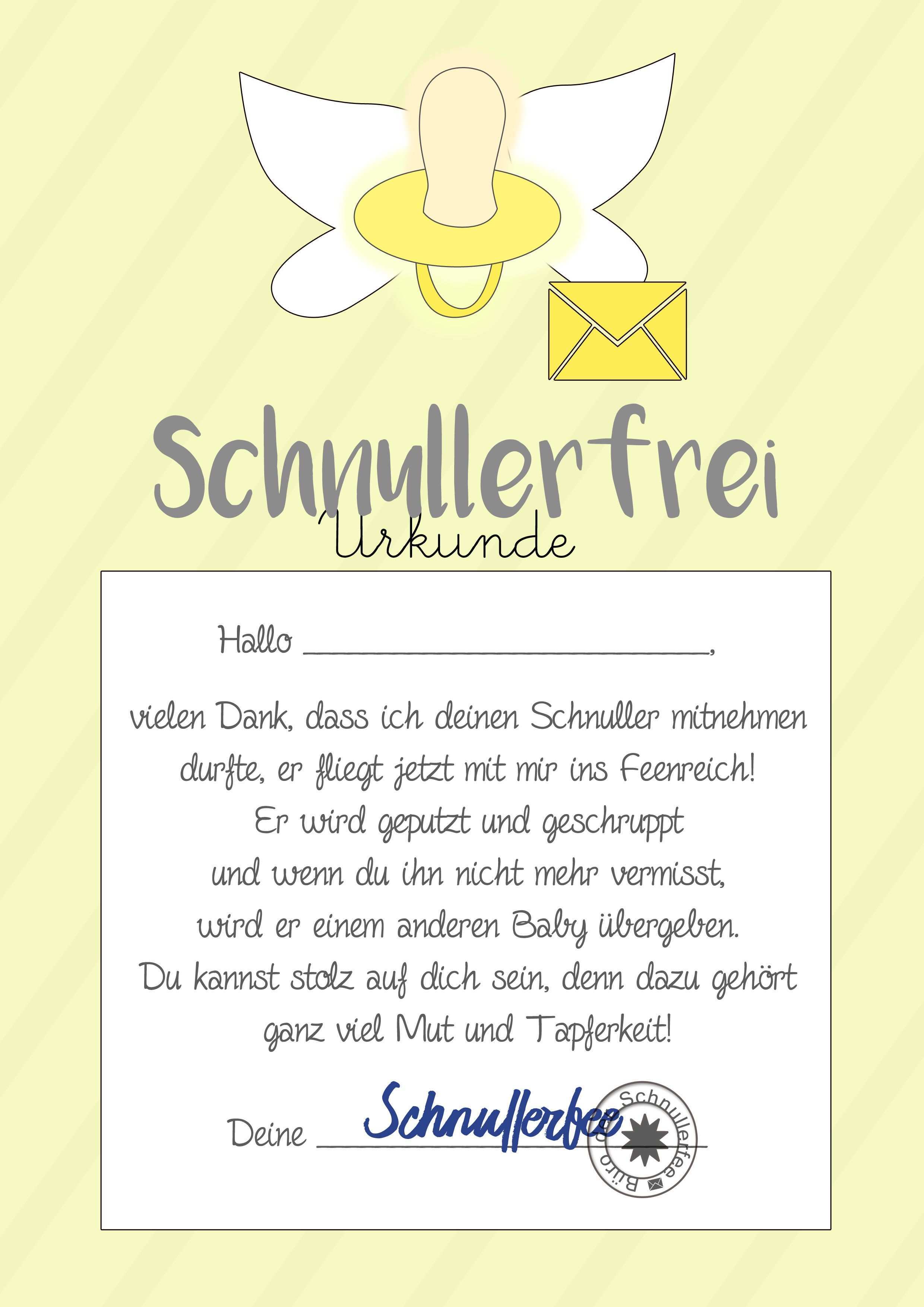 Schnullerfee Brief Gelb Jpg 2 480 3 508 Pixel Schnullerfee Schnuller Ausdrucken