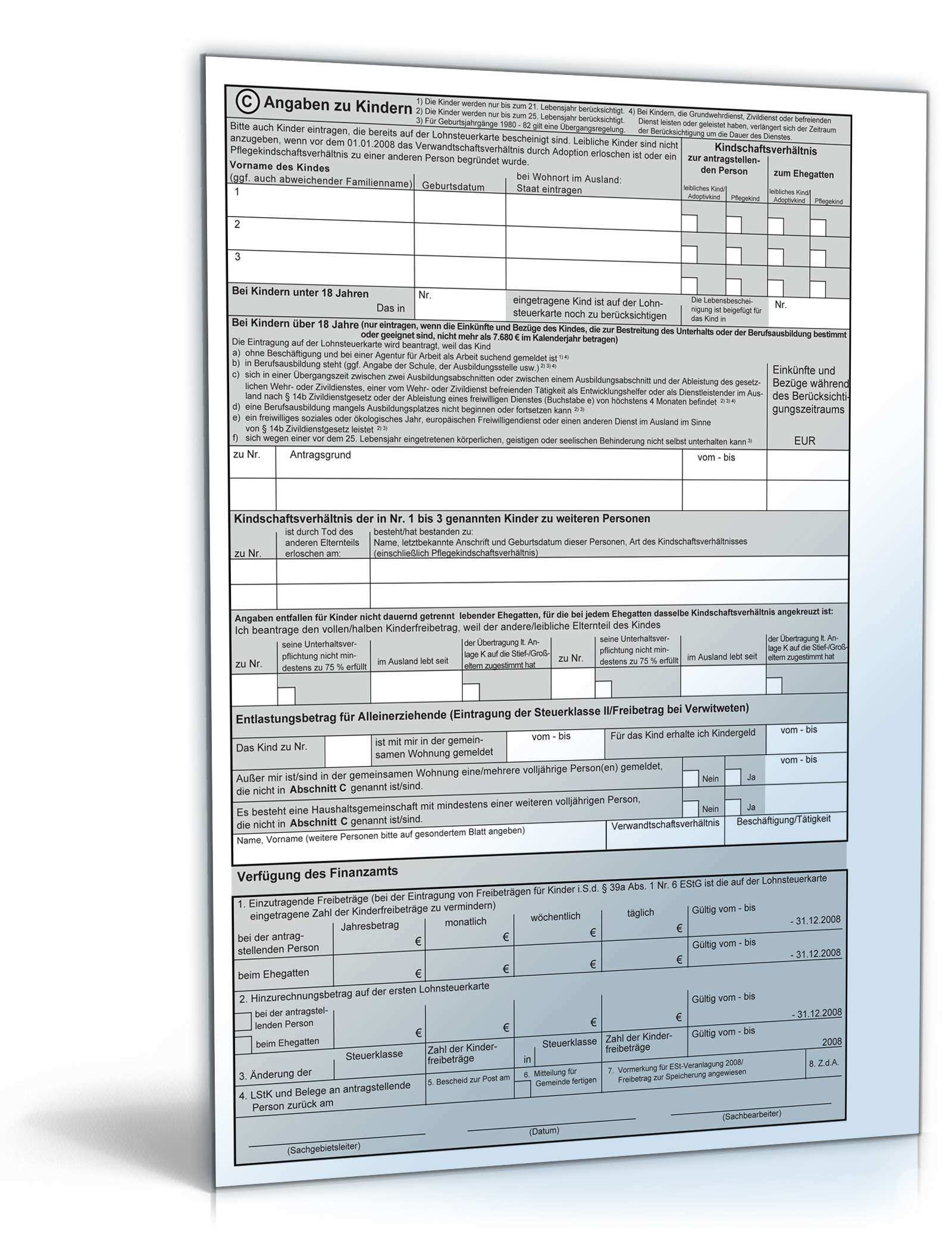 Vereinfachter Antrag Auf Lohnsteuerermassigung 2008 Formular Zum Download