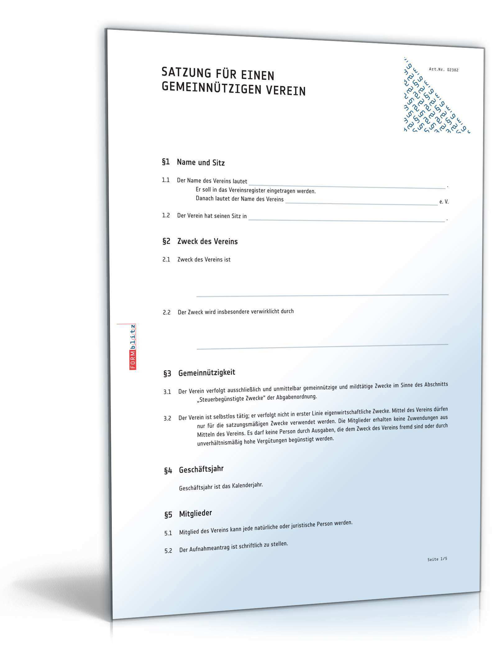 Satzung Gemeinnutziger Verein Muster Zum Download