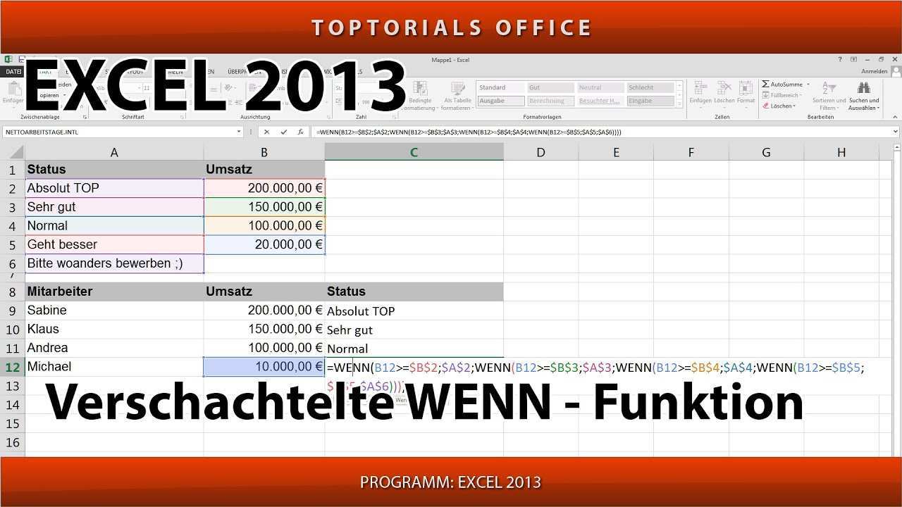 Verschachtelte Wenn Funktion Ganz Einfach Excel Youtube