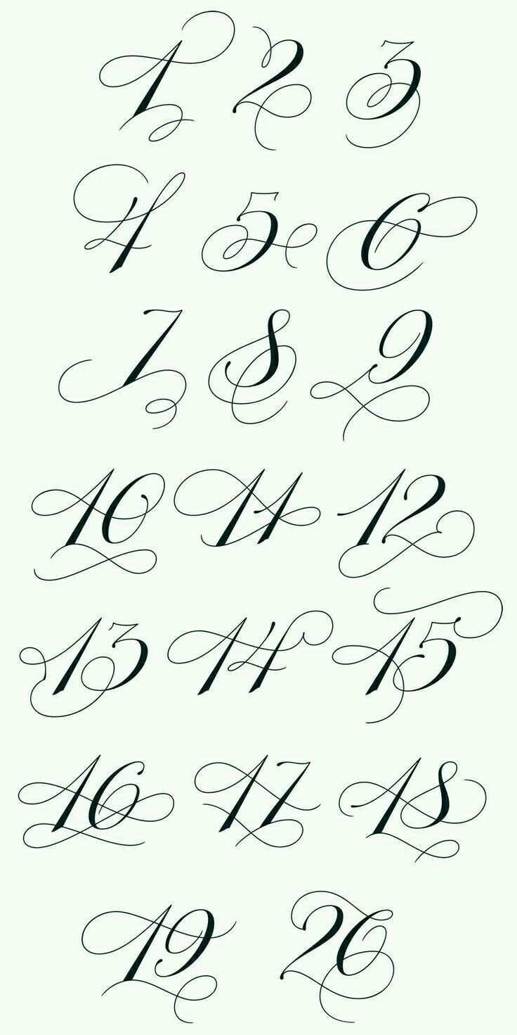Zahlen Zahl Nummer Lettering Brushlettering Handlettering Schrift Tattoos Alphabet Buchstaben Schriftarten Fur Tattoos