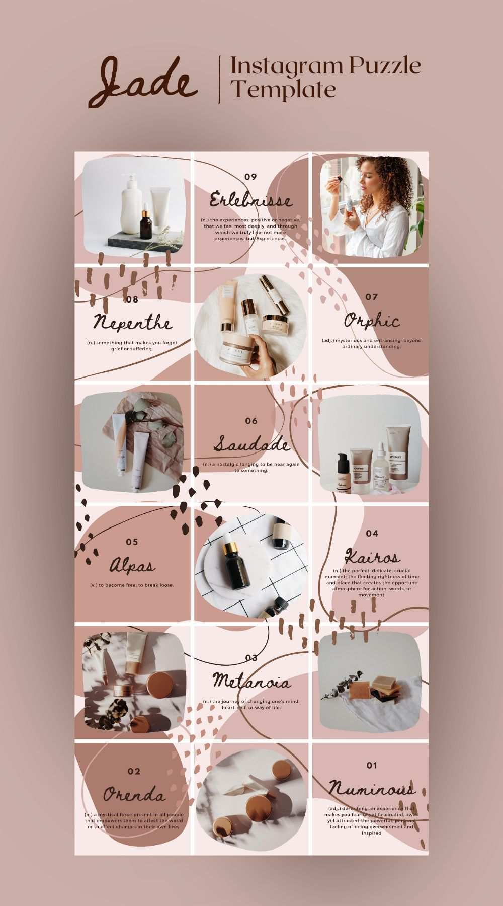 Instagram Puzzle Template For Brands And Bloggers Jade Canva Template For Instagram Instagram Grid Brand And Blog Template Instagram Feed Planner Instagram Template Design Instagram Feed Layout