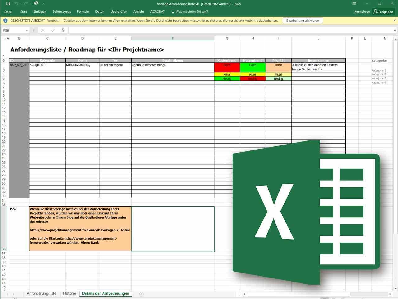 Anforderungsliste Im Projektmanagement Als Excel Vorlage Excel Vorlage Vorlagen Lebenslauf Projektmanagement