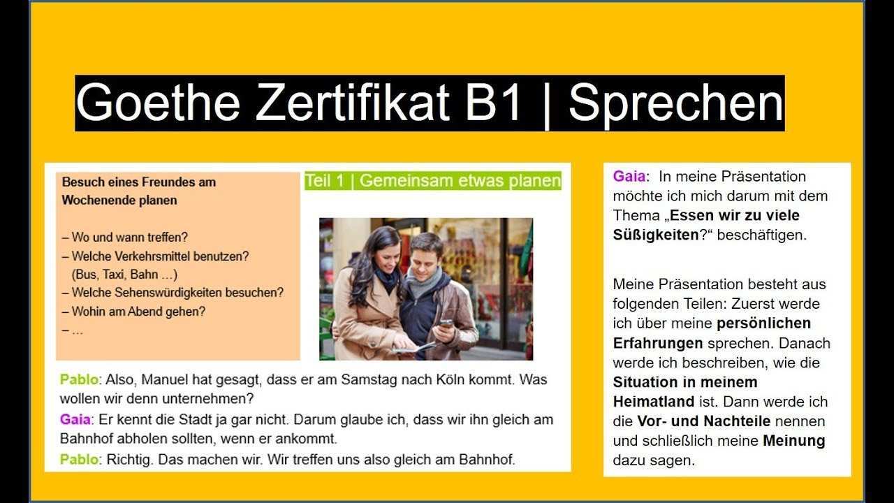 Goethe Zertifikat B1 Sprechen German Speaking Exam B1 Youtube