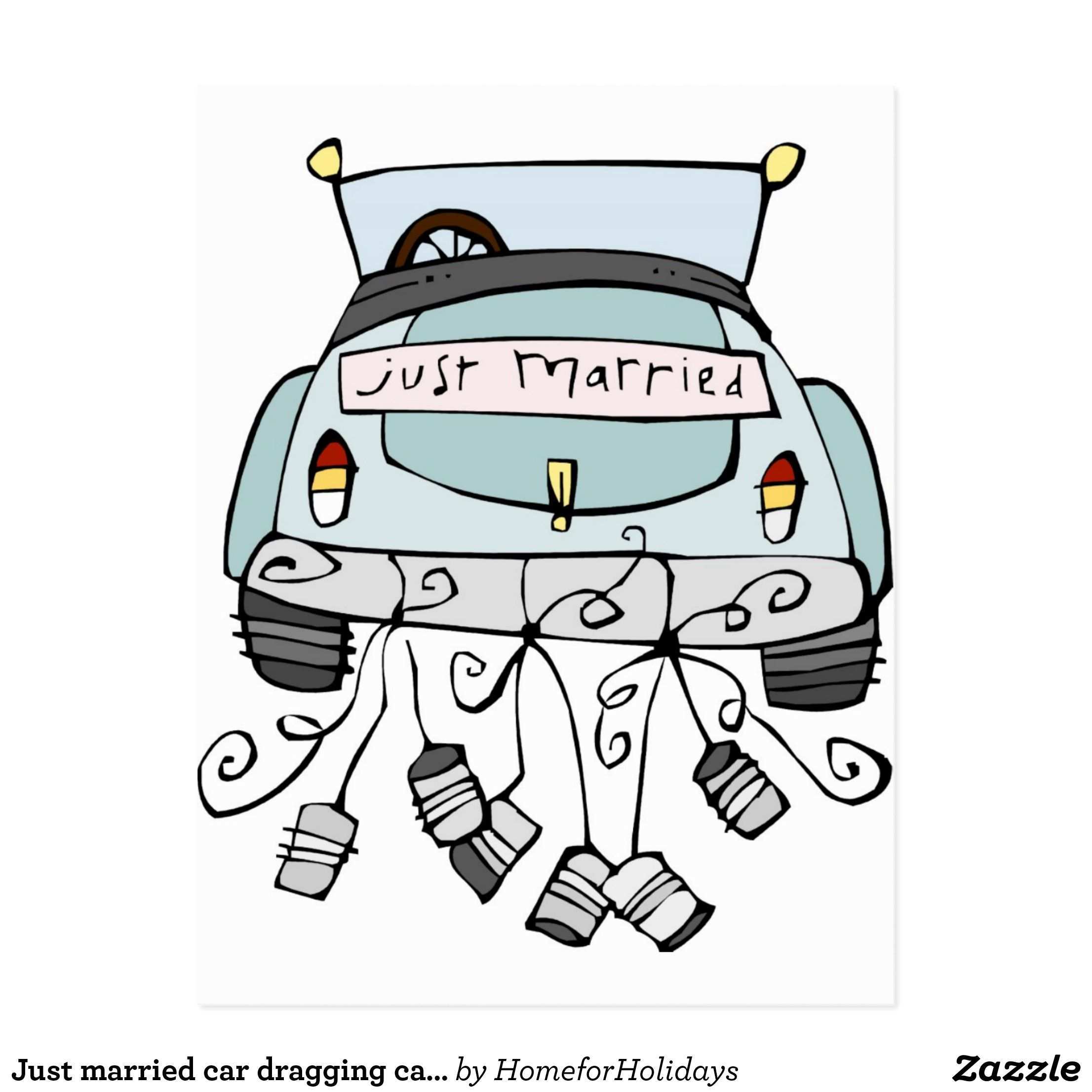 Gerade Schleppende Dosen Des Verheirateten Autos Ankundigungspostkarte Zazzle De Frisch Verheiratet Auto Frisch Verheiratet Just Married Auto