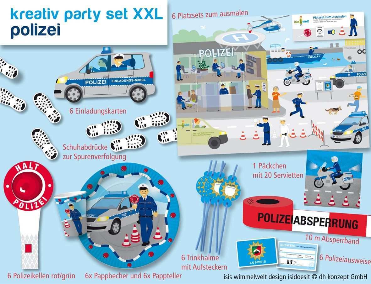 Polizei Partybox Xxl 89tlg Polizei Party Polizei Geburtstag Party Set