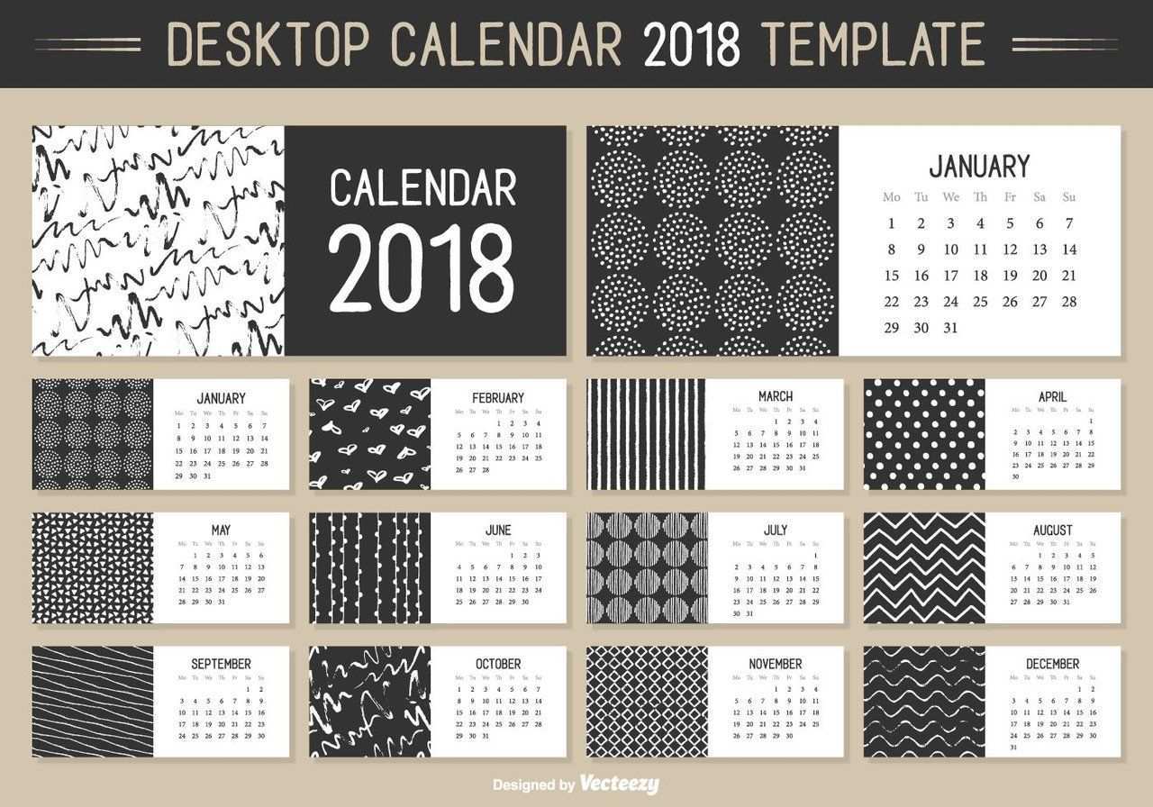 Monatliche Desktop Kalender 2018 Vektor Vorlage Kalender 2018 Kalender Desktop