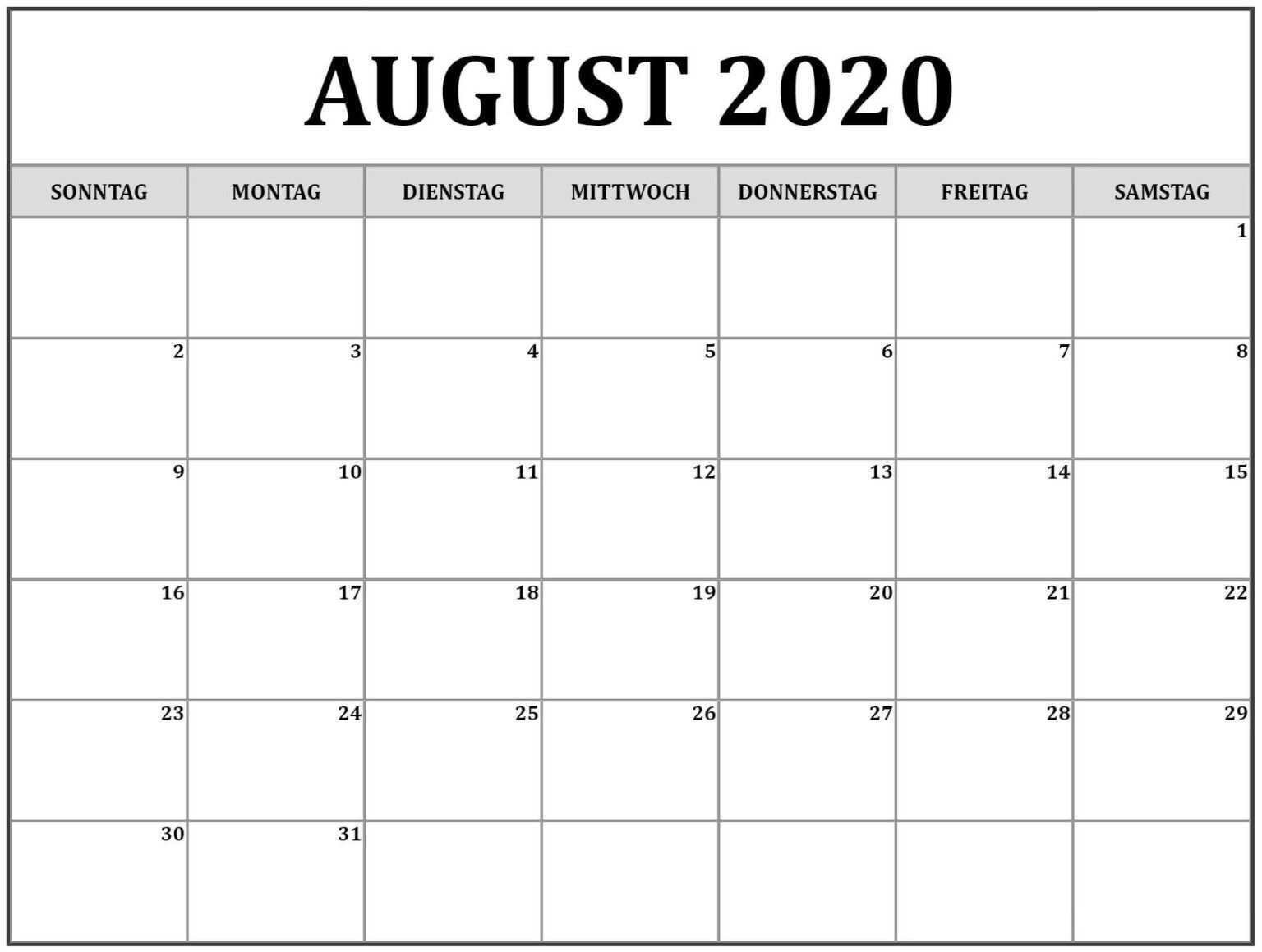 Kalender August 2020 Word Vorlagen Pdf Nosuvia Com August Printable Calendar Calendar
