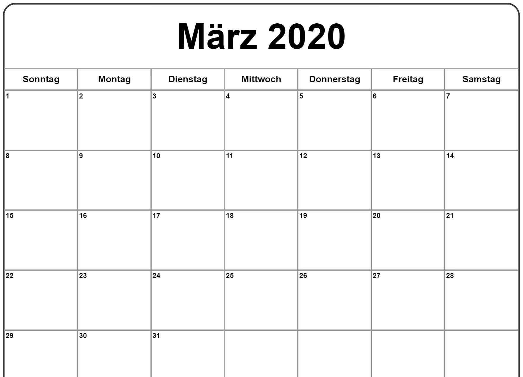 Marz 2020 Kalender 2019 Kalender Kalender Kalender Vorlagen