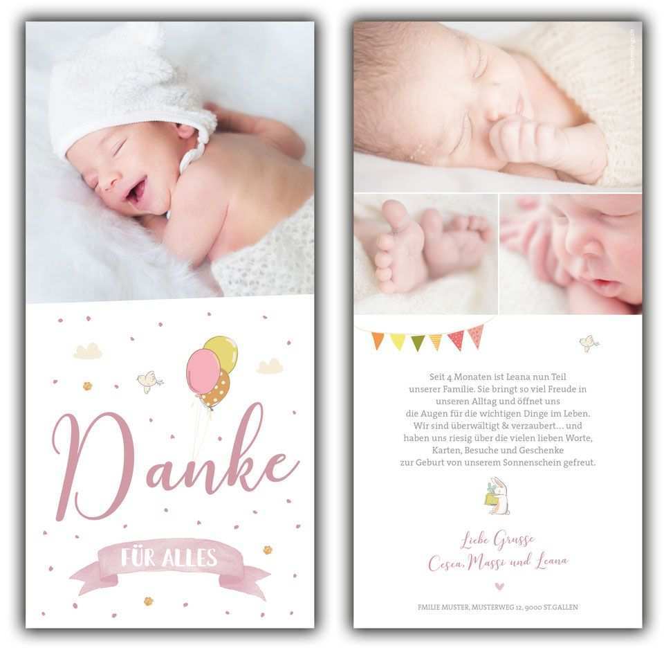 Dankeskarte Leana In 2020 Baby Dankeskarten Dankeskarte Geburt Danke Karte