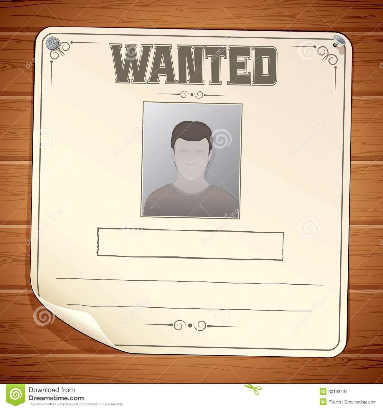 Wanted Poster On Wooden Wall Vector Template Stock Vector Illustration Of Humorous Placard 30192201