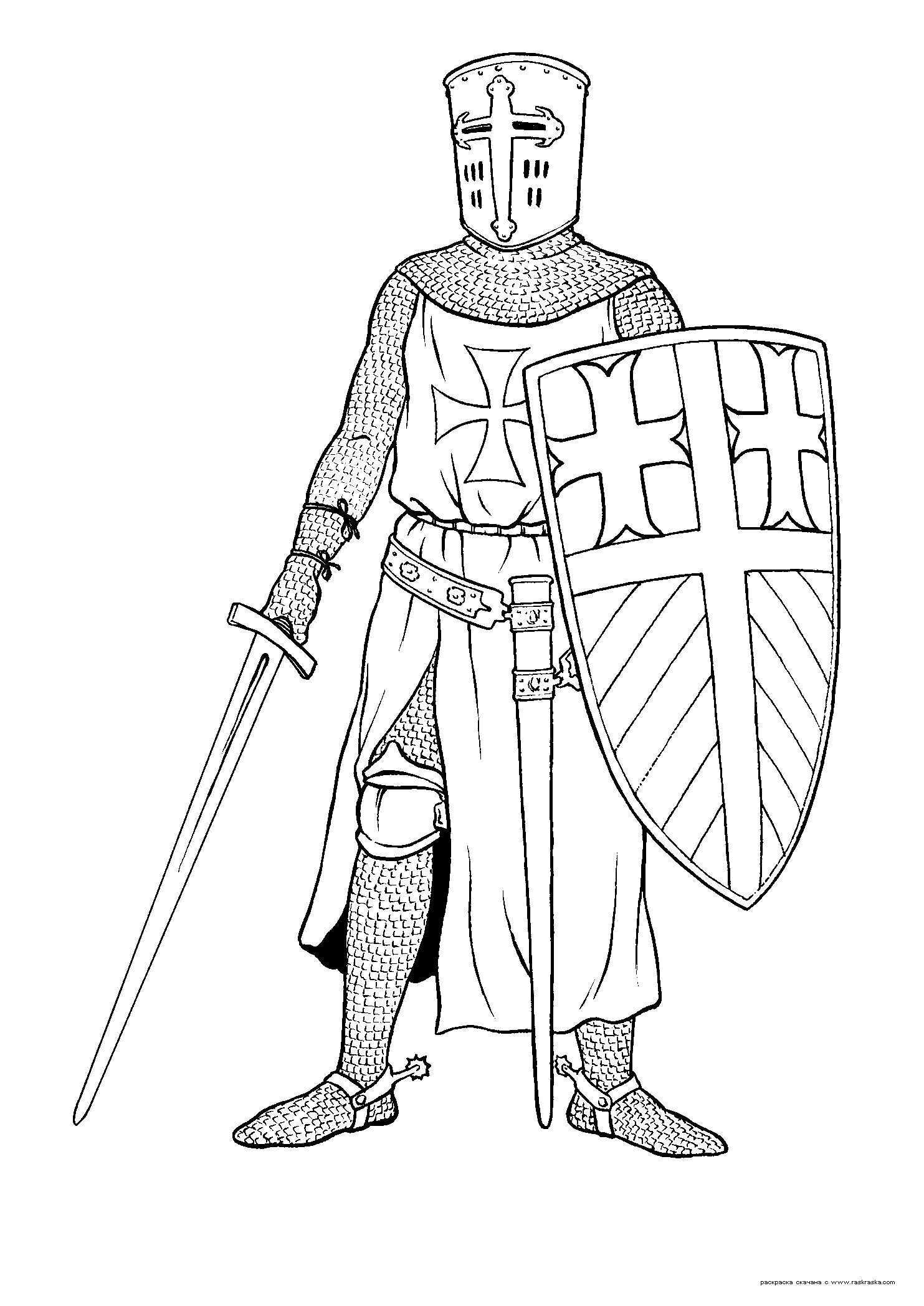 Rycar Krestonosec Castle Coloring Page Medieval Drawings Coloring Pages