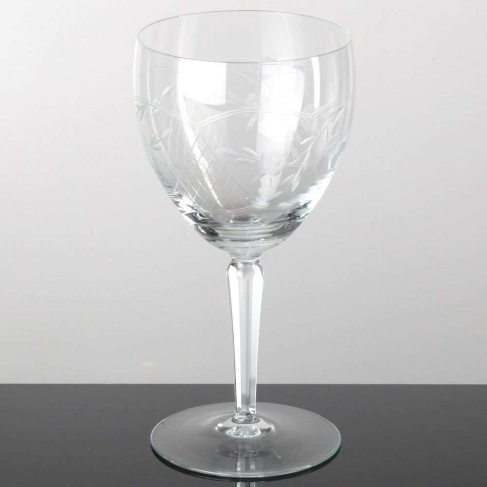 1 Edles Weinglas Floral Gaviert Blumen Muster Schliff Gravur Vintage Reuse Glas Wine Glass Glassware Glass
