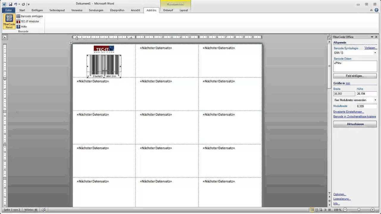 Barcode Etiketten In Microsoft Word Erstellen Youtube